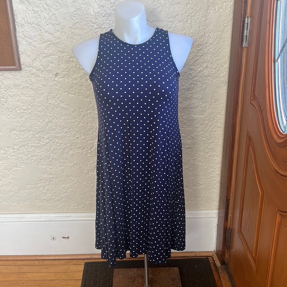 Old Navy, Tank Dress Navy blue with white polka dots